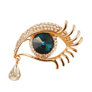 时尚个性水晶眼睛胸针女个性别针日韩版水钻泪滴胸花大衣外套配饰