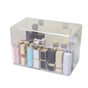 口红收纳盒唇釉架唇膏盒梳妆台桌面化妆品置物架整理盒子透明防尘