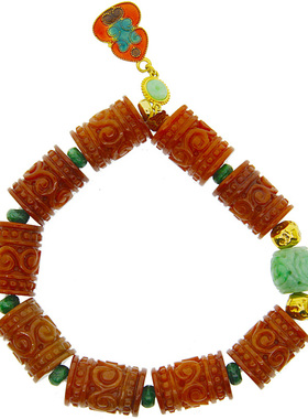 承李李原创设计 珠宝玉石新款现货 红翡翠路路通爆款手链女