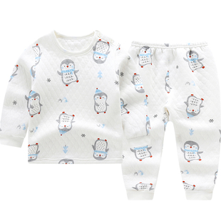 小素材婴幼儿秋裤保暖儿童裤子纯棉单条夹棉单裤宝宝开档线裤加绒