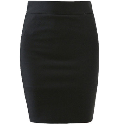 职业风弹力后开叉黑色工作半身裙