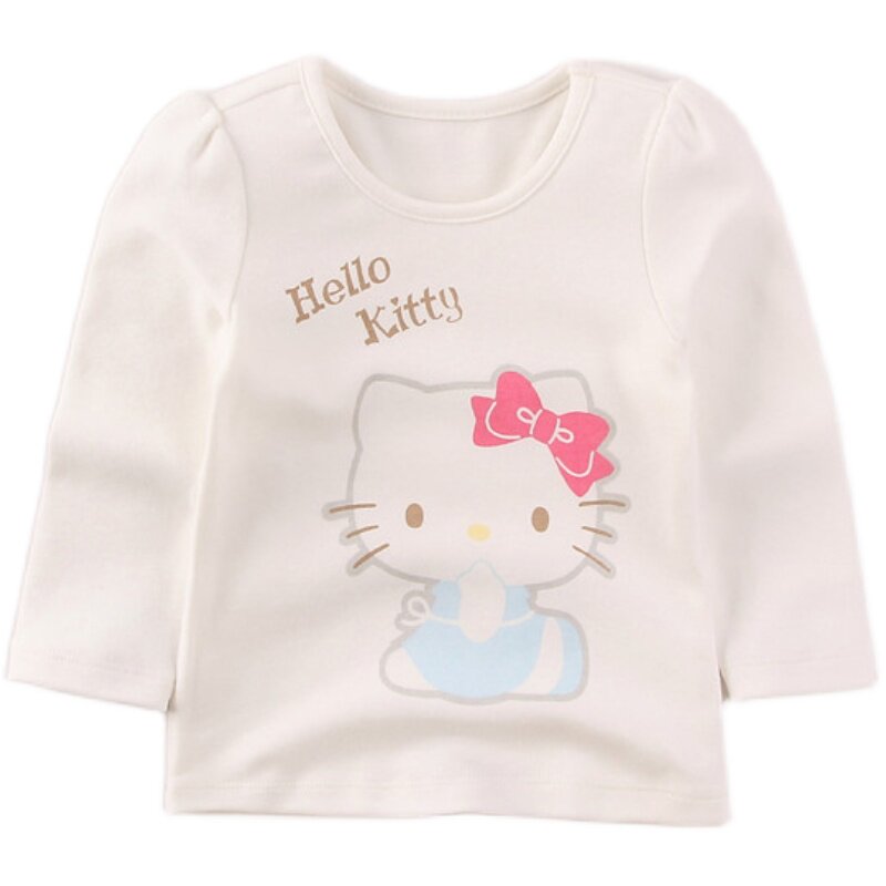 Hello Kitty女童圆领长袖泡泡袖T恤春秋打底衫纯棉休闲上衣