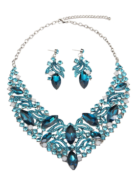 夸张水晶耳环套装宫廷配饰品项链