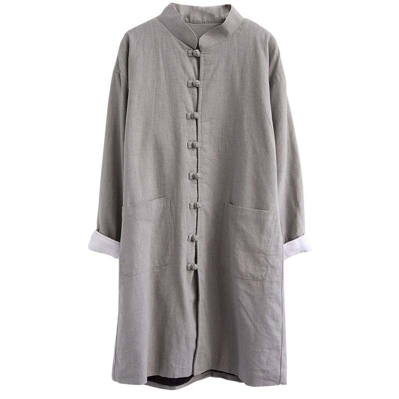 中国风苎麻春秋男装棉麻立领汉服