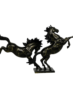 齐头并进马到成功黄铜招财摆件