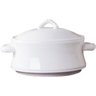 家用双耳大碗个性纯白色大号骨瓷汤锅带盖汤盆汤碗宫廷煲陶瓷品锅