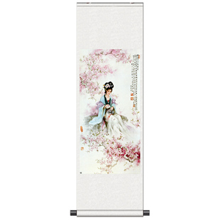红楼梦黛玉葬花唯美仕女图茶楼包厢装饰画卷轴字画丝绸古典仕女图