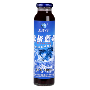 北纬52北极蓝莓汁瓶装饮料果蔬汁野生蓝莓果汁饮料300ml*10瓶包邮