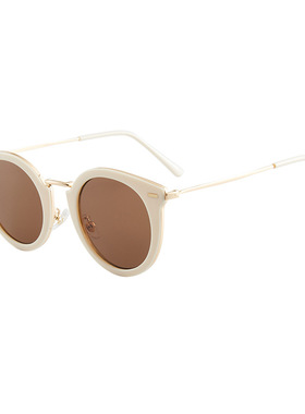 韩版复古白色眼镜圆形ins小脸