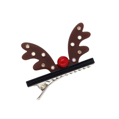 韩国进口发饰RenaC/RC圣诞节麋鹿小鹿角圣诞树发夹鸭嘴夹边夹发卡