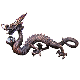 台湾祥狮正品黄铜青龙摆件铜龙实心家居饰品办公室摆设生肖龙摆件