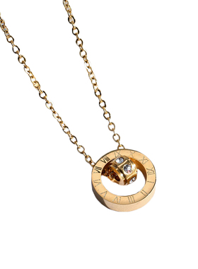 罗马数字双环钛钢不退色装饰项链