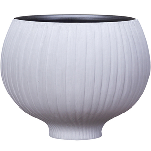 极简白色素烧哑光陶瓷竖线异形花器组合摆件简约现代客厅餐厅饰品