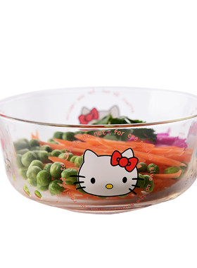 hellokitty玻璃卡通碗耐热保鲜碗