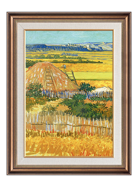 梵高麦田三联丰收欧式风装饰画