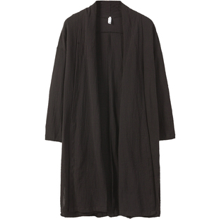 中国风中长款禅服男式复古长袍棉麻开衫外套大码披风宽松男风衣秋