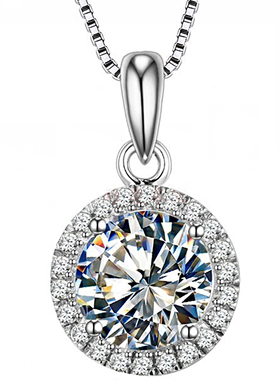 钻石吊坠群镶奢华克拉纯银项链