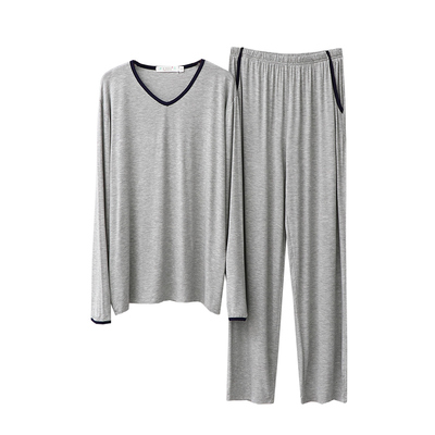 莫代尔情侣弹力长裤v领家居服