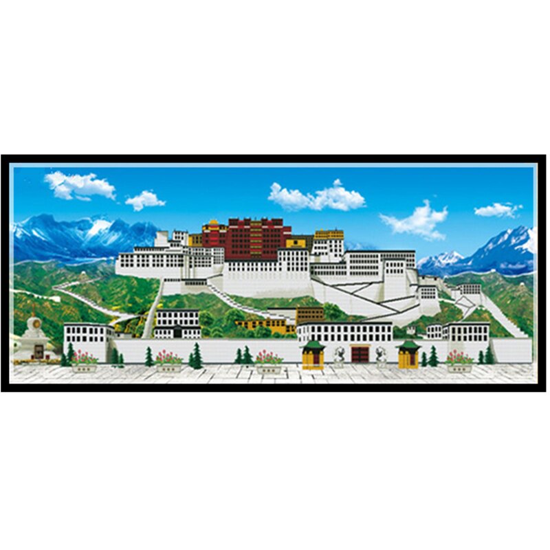西藏布达拉宫十字绣线绣大幅满绣