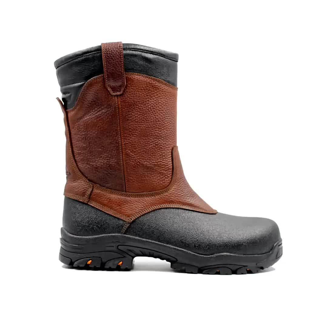 Cheap Genuine Leather Waterproof Steel Bottom Oil Resistant No Lace