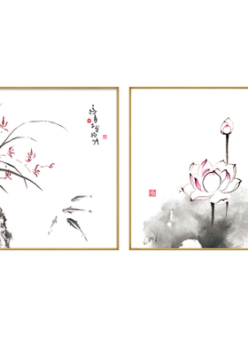 新中式卫生间防水画厕所门口挂画