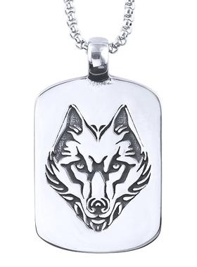 狼图腾铭牌男士刻字吊坠定制照片