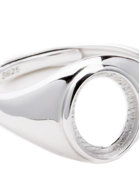 简洁光面大气男女s925diy戒指托