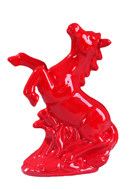 红色招财进宝陶瓷小兔子工艺品