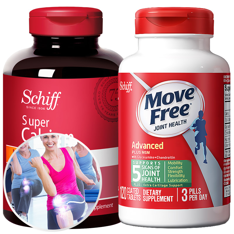 Schiff MoveFree益节氨糖软骨素钙片液体钙中老年人维生素d补钙