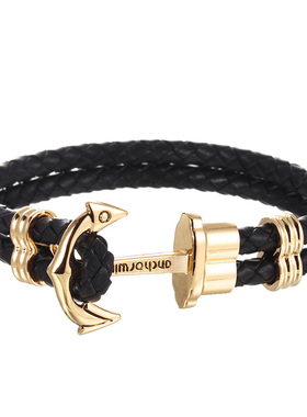 船锚男士手链情侣皮绳欧美时尚
