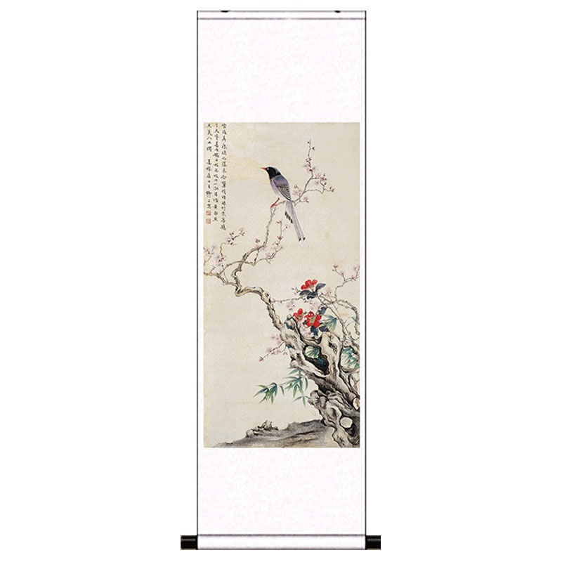 喜上眉梢颜伯龙花鸟画丝绸卷轴画国画家居客厅装饰画好运礼品壁画