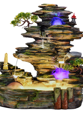 招财庭院客厅办公室造景假山流水