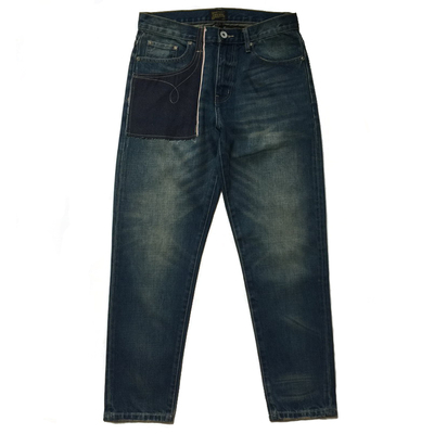 街头潮流赤耳贴袋中低腰牛仔裤