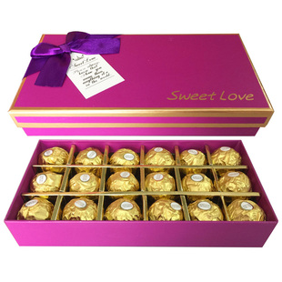 费列罗榛果威化巧克力18粒纸盒七夕情人节送礼盒装（可代写贺卡)