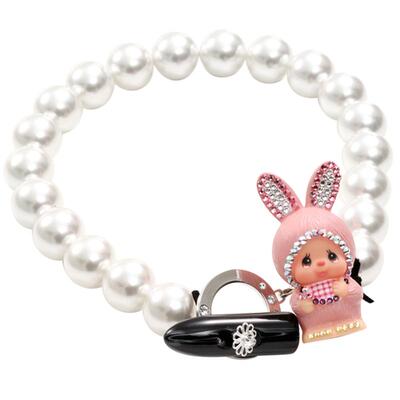 萌趣兔子大号仿珍珠锁骨短项链