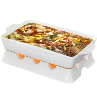 商用陶瓷长方酸菜鱼盆蜡烛加热小龙虾凉菜方盆明档摆盘子自肋餐具