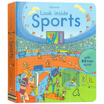 英文原版运动百科Usborne Look Inside Sports看里面系列:运动体育馆 儿童启蒙百科纸板翻翻书了解各国不同的运动项目搭space