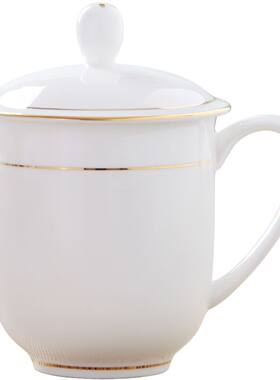 亚彩陶瓷茶杯套装办公室带盖