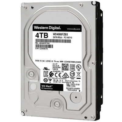 WD西部数据WD4006FZBX 3.5寸台式机械硬盘黑盘4tb 7200转高速 CMR