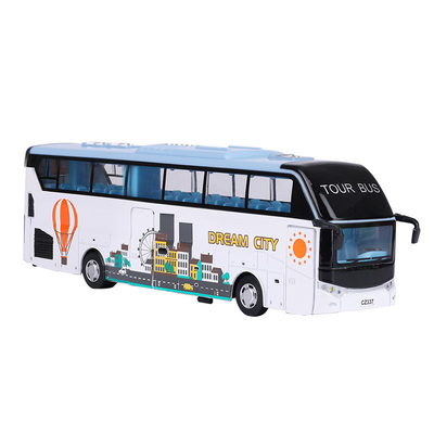 五开门仿真合金大巴回力声光双层