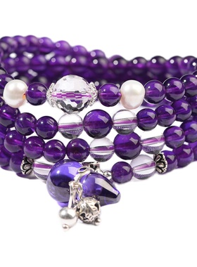 天然水晶项链女108颗手串饰品