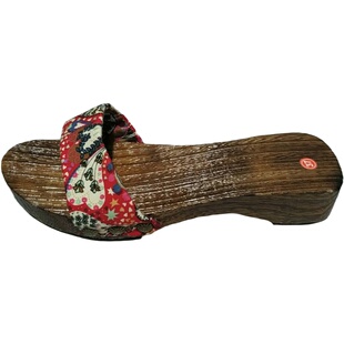 中国复古风中跟女士一字居家拖鞋和服木拖鞋女凉鞋夹脚鞋古风木屐