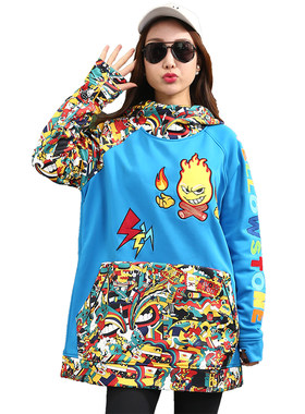 情侣雪服女保暖中长款套头卫衣