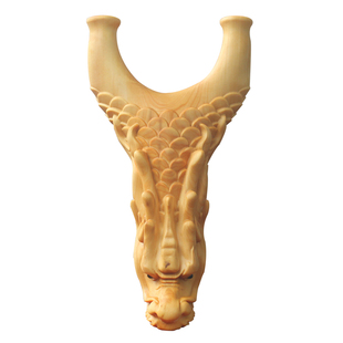 乐清小叶黄杨木雕刻血檀木原木树叉手把玩件扁皮龙头弹弓工艺品