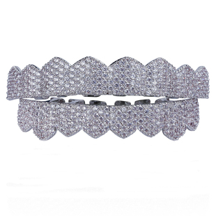 hiphop嘻哈teeth grillz说唱牙饰欧美镶钻石假牙套黑色8颗大金牙