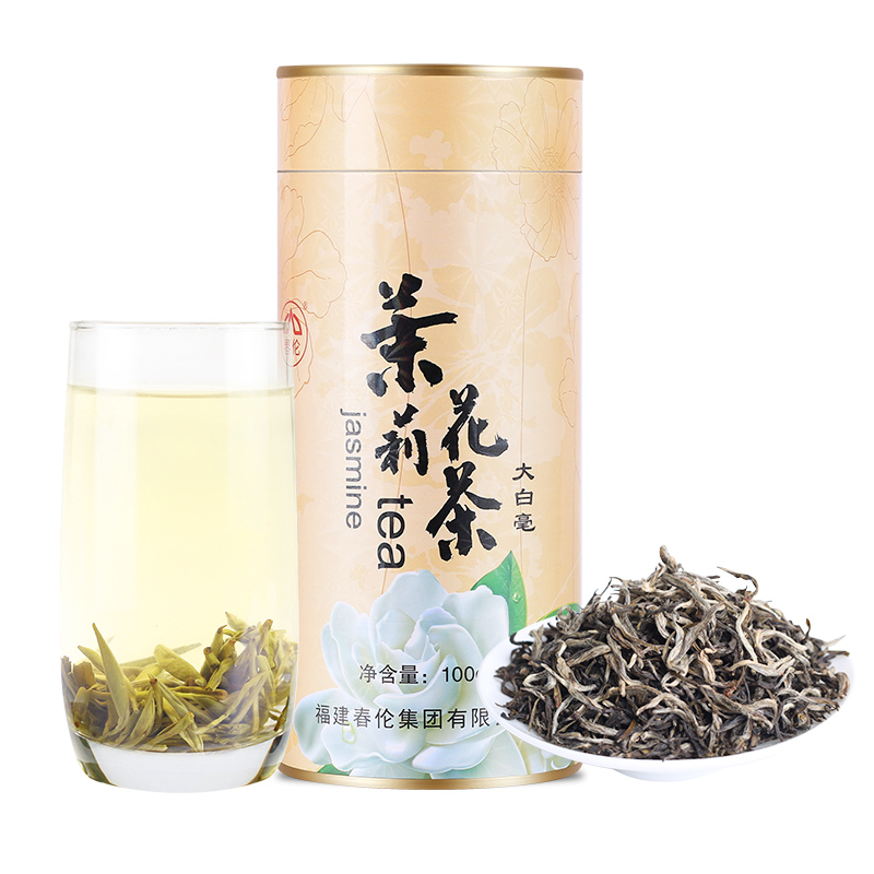 春伦福州茉莉花茶浓香大白毫茶叶福建茶绿茶非特级100g官方旗舰店