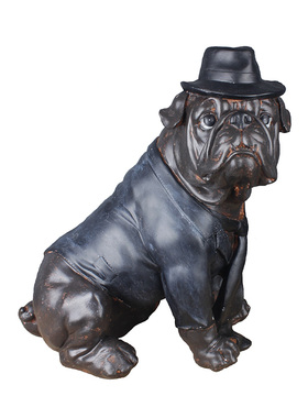 欧式风拟人英国斗牛犬老虎狗摆件