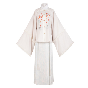 山行笙弦纪原创汉服明制方领对襟拼貂毛补服蕾丝七彩马面裙秋冬