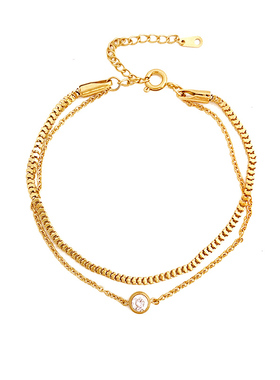 ins冷淡风双层钛钢镀金网红手链