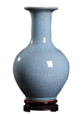 景德镇仿古官窑裂纹蓝色工艺品